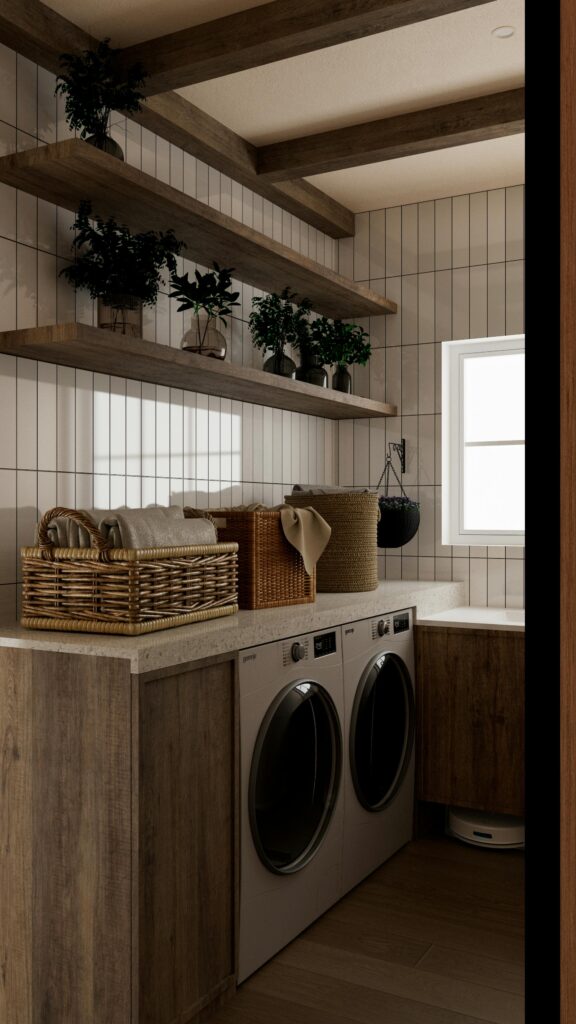 Home Modern Rustic Laundry Room with Natural Decor