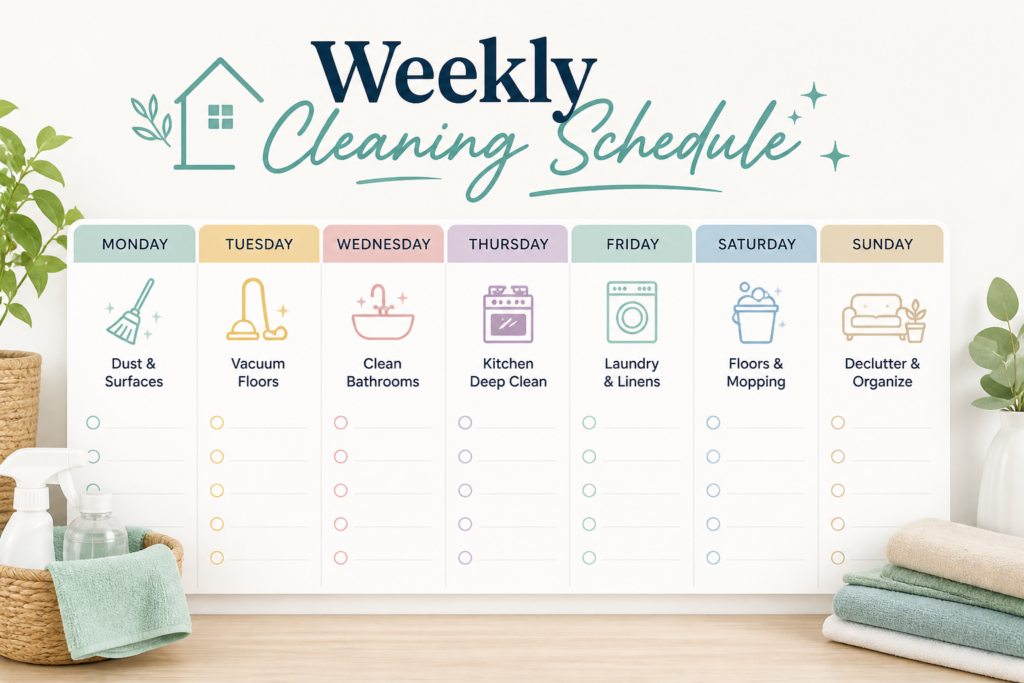 a weekly cleaning schedule