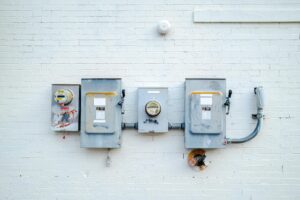 Electrical Boxes on White Brick Wall in Chattanooga