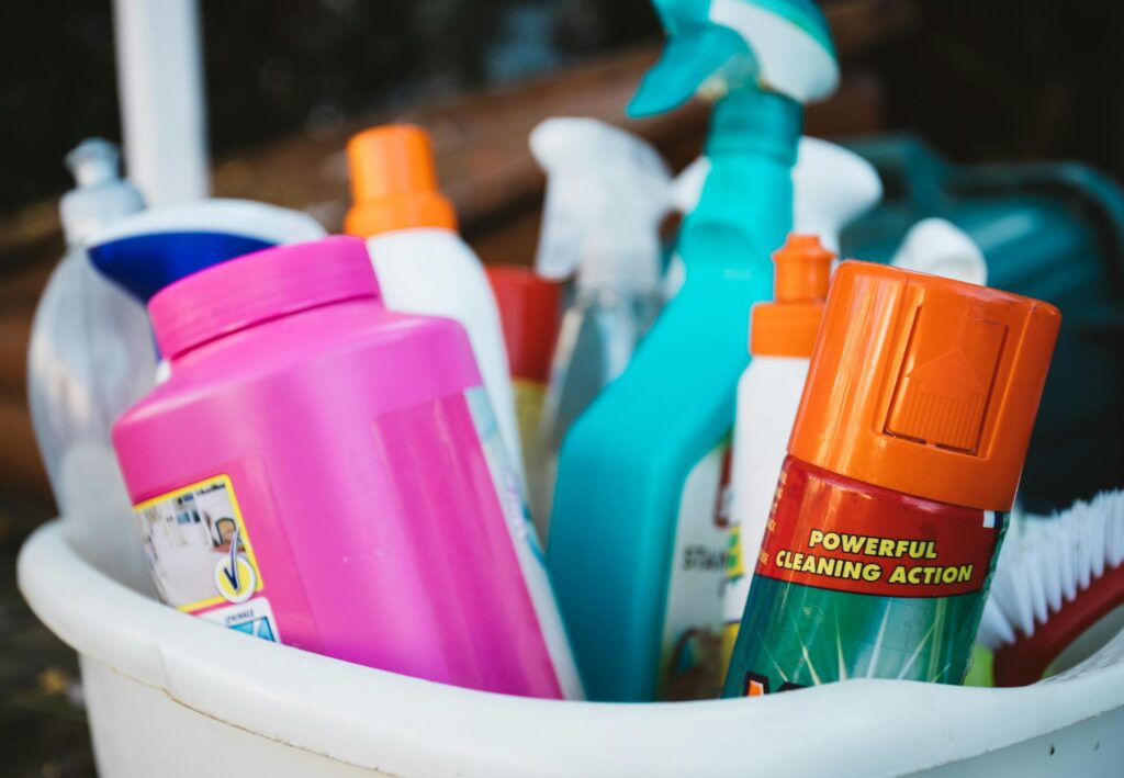 How to Save Money on Cleaning Supplies Cleaning Supplies in a Bucket