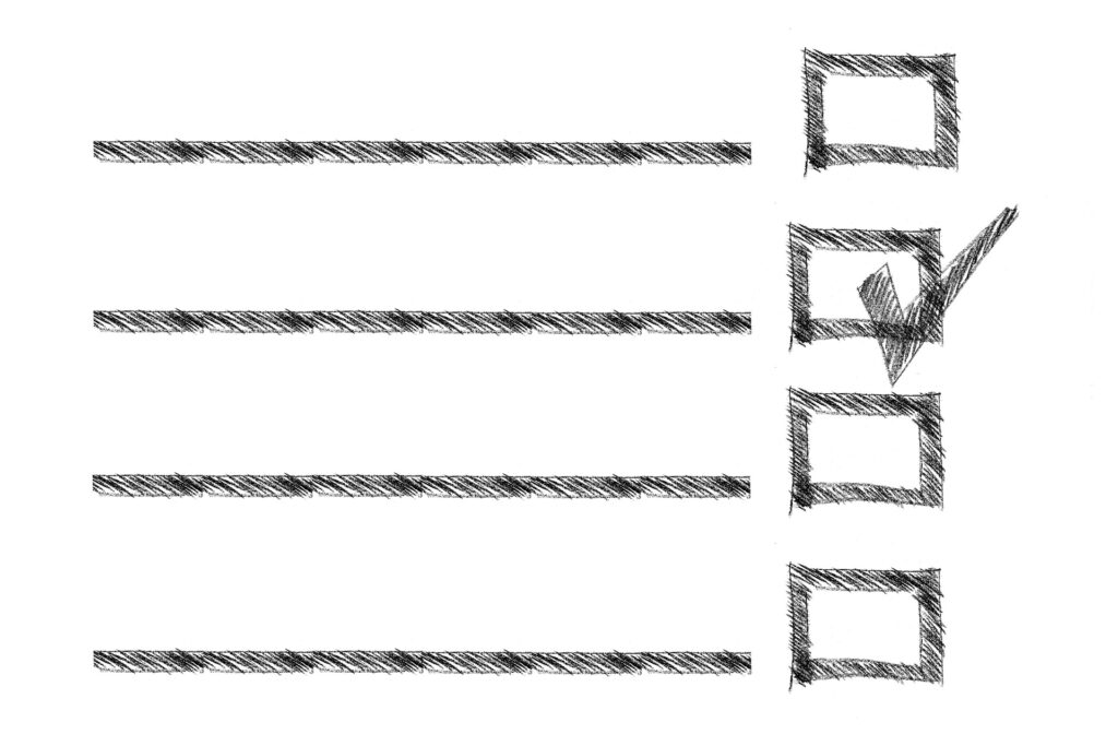 Sunday reset blank check list.